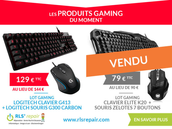 Les produits Gaming du moment : clavier et souris Logitech / clavier Elite et souris Zelotes