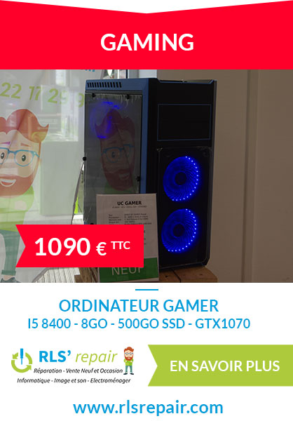 Ordinateur GAMER I5 8400 - 8Go - 500Go SSD - GTX1070